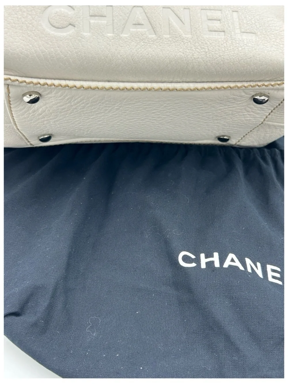 Chanel, LAX Cream pebbled grain leather bowler bag series 8 made in Italy
